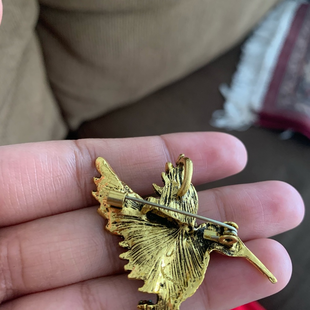Hummingbird Rhinestone Brooch - Picture 3 of 4